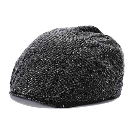 Military Tweed Hat - Croft & Barrow Men Donegal Tweed Driver Ivy Hat Black Charcoal Small/Medium
