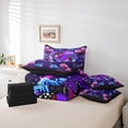 thumbnail image 6 of Manfei Pink Blue Butterfly 7 Pieces Bed in a Bag Twin Size, Gradient Rose Blossoms Bed Set, Purple Galaxy Bed Sheets Setp with Comforter, Breathable Room Decoration, 6 of 8