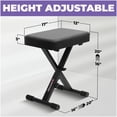 thumbnail image 3 of Banco para piano Liquid Stands, plegables y ajustables, estilo X, color negro, 3 of 7