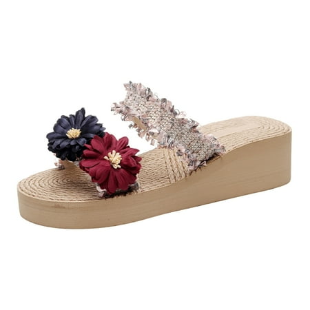 

zttd women slope heel slippers straight line high heel beach fashion women slope heel slippers women s slipper a