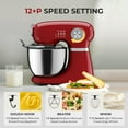 thumbnail image 3 of Havato Stand Mixer,12 Speeds Tilt-Head Electric Mixer with 5.3QT Stainless Steel Mixing Bowl,Kitchen Mixer With Egg Whisk, Dough Hook, Beater &Baking Spatula,Red, 3 of 7
