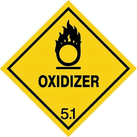 ZoroSelect Oxidizer DOT Label, Class 5, Black/Yellow, Pk100