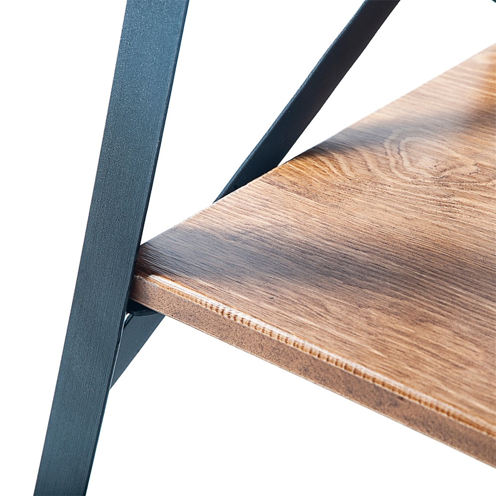 Lowestbest Industrial End Table with Solid Wood Top and Metal Base, Brown Lowestbest Industrial End Table with Solid Wood Top and Metal Base, Brown