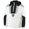 thumbnail image 2 of Men's Starter White Brooklyn Nets Striker Crinkle Half-Zip Hoodie Jacket, 2 of 4