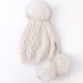 thumbnail image 3 of Bonnet à Rabat pour Femmes avec Pompon, Bonnet Épais et Chaud, Bonnet Tricoté pour l'Hiver, 3 of 10