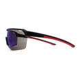 thumbnail image 3 of Mens 90s Classic Half Rim Sport Wraparound Plastic Sunglasses Black Red Blue Mirror, 3 of 4