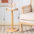 thumbnail image 2 of Rattan Round Side Table, Solid Wood Drink Table,Rubberwood‌ Small Drink Table for Small Spaces, Solid Wood Pedestal Coffee Tables, End Tables for Living Room, Sofa , Bedroom, 2 of 7