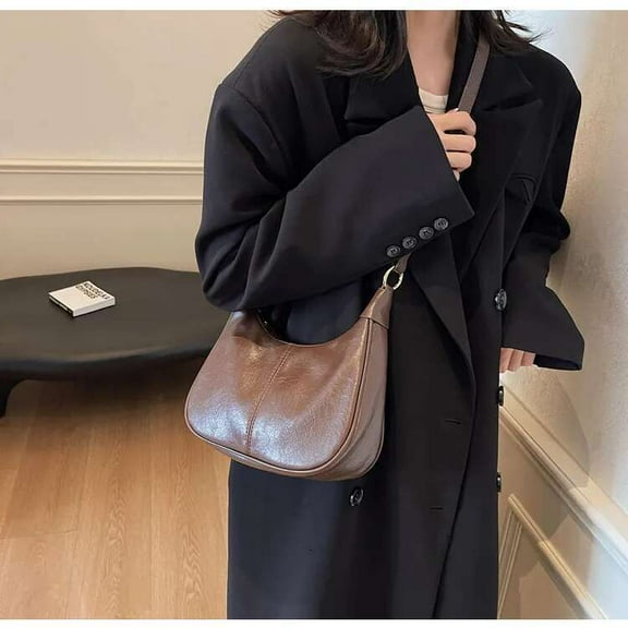 Small Hobo Bags for Women Retro Crescent Shoulder Purse Fall Soft Crossbody Handbag