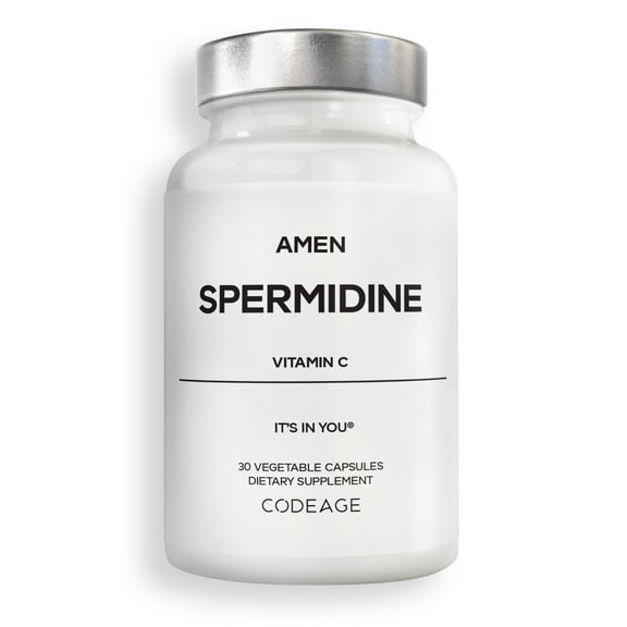 Amen Spermidine Supplement - Spermidine Trihydrochloride Pills with Vitamin C Ascorbic Acid - Only 1 Capsule Per Serving - Vegan, Non-GMO, Gluten-Free - 30 Capsules