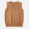 thumbnail image 2 of Teylalorva Women's Solid Color Sweater Vest V-Neck Sleeveless Fall Winter Layer Top Khaki Size S, 2 of 4