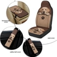thumbnail image 6 of Xixirimido Leather Seat Cover Front Seats Only, Universal Fit Auto Front Seat Covers for Sedan Van SUV Truck 5 Pcs Set with Seatbelt Covers & Center Console Cover, Brown Labrador Dog Paw, 6 of 8