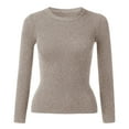 thumbnail image 3 of Baqcunre Long Sleeve T Shirt Women's Autumn And Winter Solid Color Knit Shirt Round Neck Stripe Slim Fitting Long Sleeved Top Warm And Layered Sweater Crop Tops Womens Tops Khaki L, 3 of 6