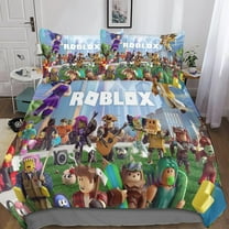 140*200cm-Roblox Duvet Cover,Bed Linen Set,Game Duvet Cover And Pillowcase,Microfibre, 3D Digital Print, Bed Linen 3-Piece Set,Boys King（220X240Cm）