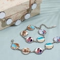 thumbnail image 5 of 4 Sets Sublimation Bracelets Heat Transfer Bracelet Round Photo Bezel Tray Sublimation Blank Adjustable Bracelet Bezel Setting with Cabochon for Christmas Bracelet Jewerly Making Wedding, 5 of 6