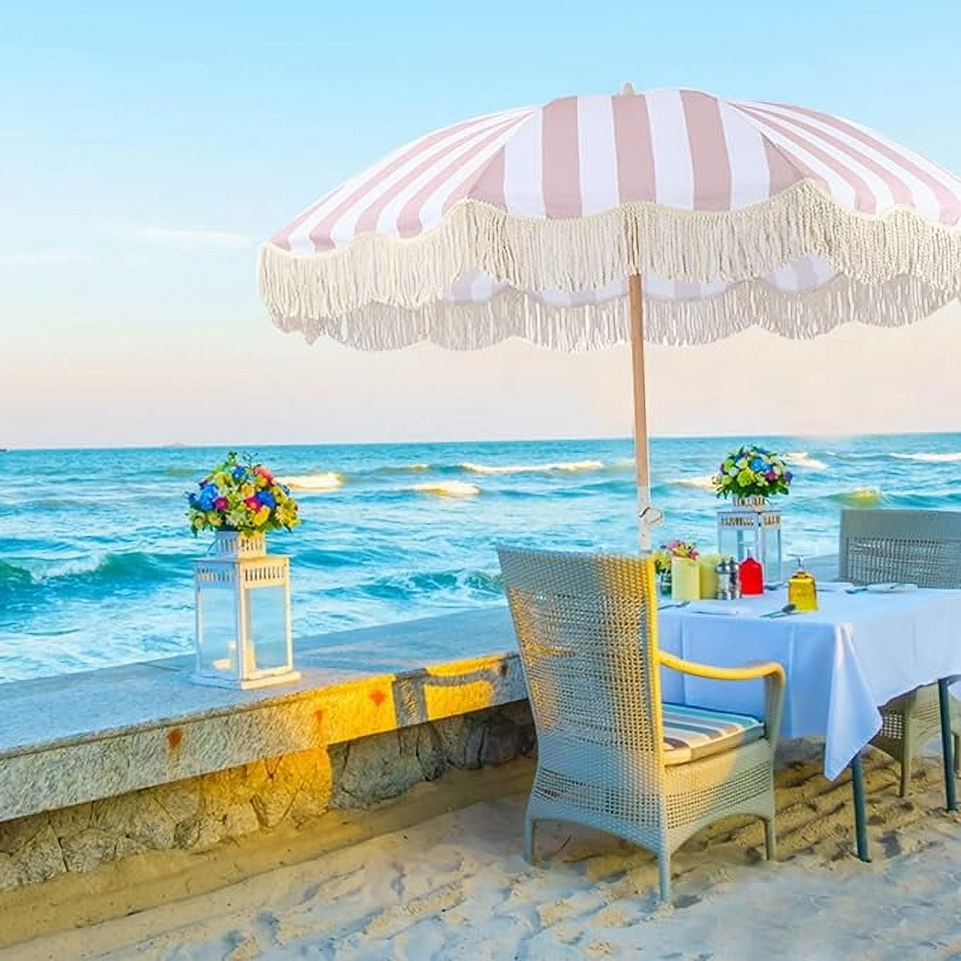 6.5' Pink Market Patio Umbrellas, Wind Resistance