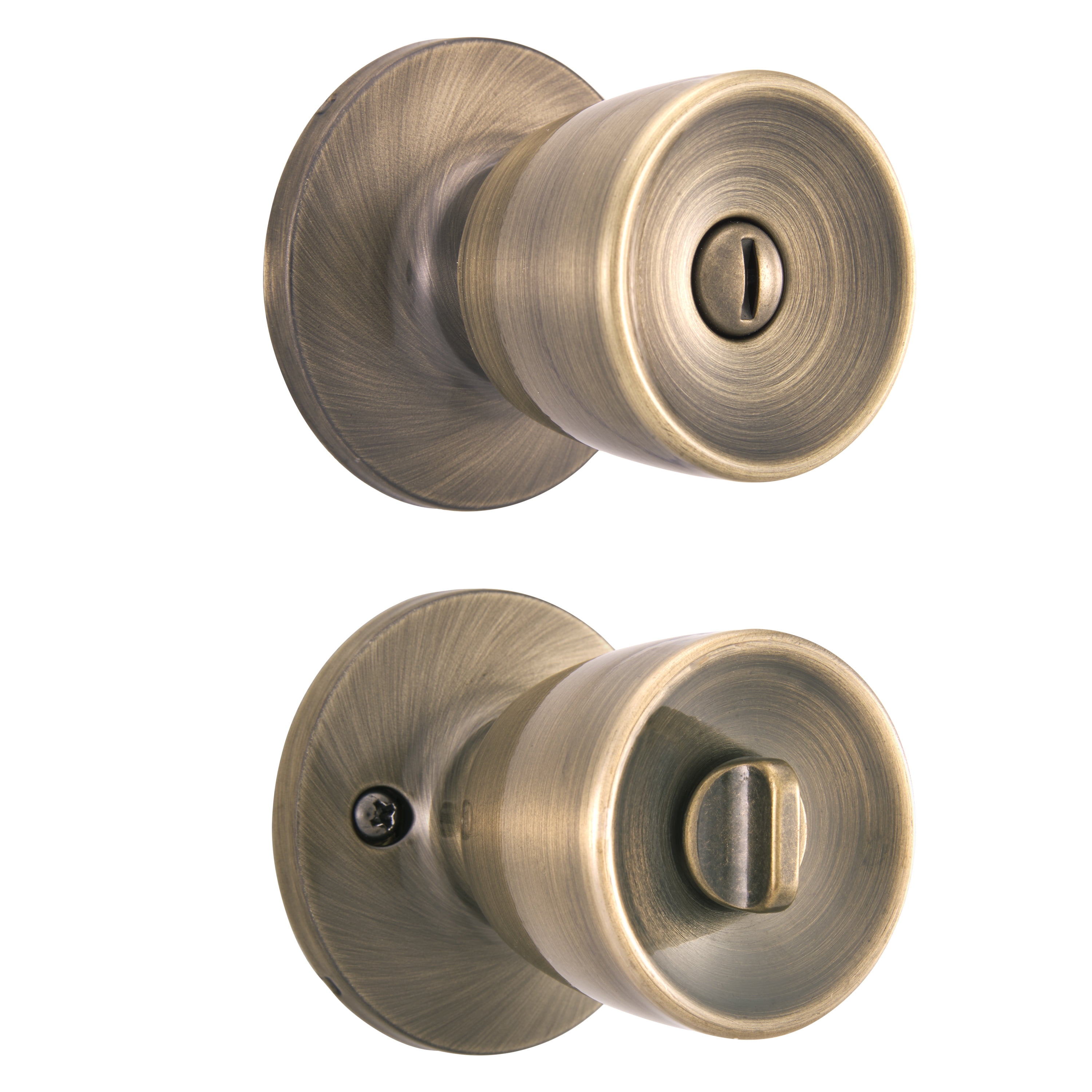 Brinks Interior Locking Privacy Classic Bell Style Doorknob, Antique Brass Finish