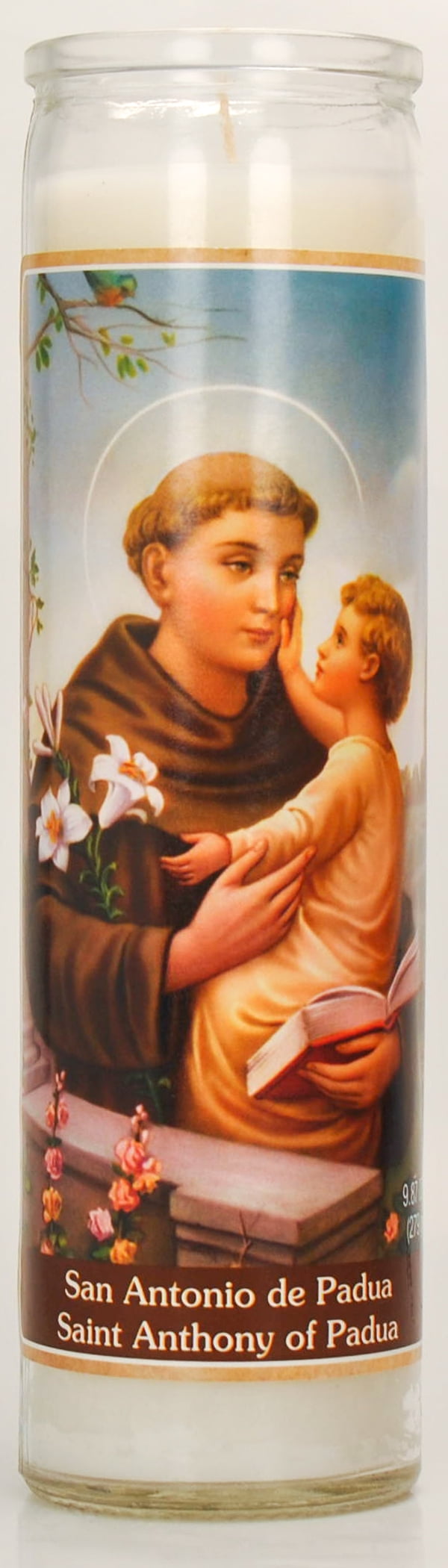 (2 pack) Prayer Candle St Anthony White Wax, 8 Inch