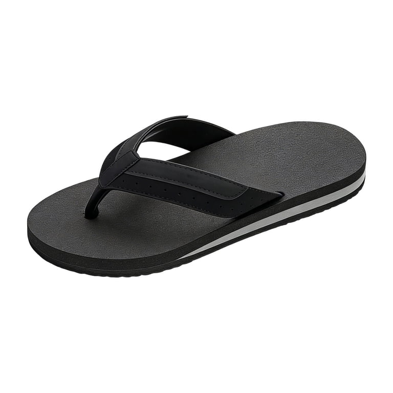 Men\'s Grey Yoga Mat Leather Flip Flops Slip On Indoor Outdoor Sandal Slipper JIAHONG Mens Flip Flops Yoga Mat Leather Flip Flops with  main image 2