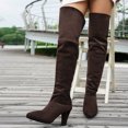 thumbnail image 6 of Xfvqtps Womens Thigh High Boots Pull on Tie Back Chunky High Heel Pointed Toe Suede over the Knee Boots, 6 of 6