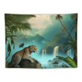 thumbnail image 5 of Creowell  Cheetah Jungle Tapestry Wall Hanging,Fantasy Forest Animal in Tropical Rainforest Landscape Wall Art for Room Dorm Decor Living Room Bedroom 40x60inch, 5 of 6