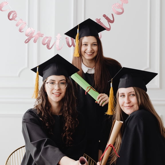 PENIKOKO Rectangle Graduation Party Banner 1Pcs in Rose Gold for Graduation Photography Backdrop and Supplies