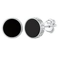 thumbnail image 1 of Pendientes de botón Silvora Black Onyx Plata de ley 925 8MM, 1 of 8