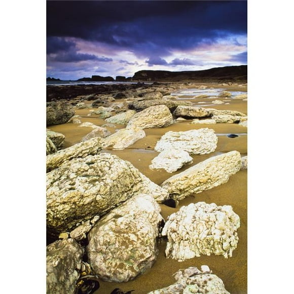 Posterazzi DPI1825635LARGE White Park Bay County Antrim Ireland - Boulders Along The Beach Poster Print by The Irish Image Collection, 24 x 36 - Large