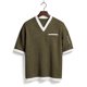 thumbnail image 5 of Ceisia Men's Casual Fashion Waffle Knit Short Sleeve Shirt - V-neck Color Block Top with Sleeve Zipper Pocket Army Green M Gifts, 5 of 8