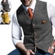 thumbnail image 4 of Chaleco formal de cuello en V gris para caballeros preocupados por el estilo, talla M, para otoño e invierno, para hombre, 4 of 6