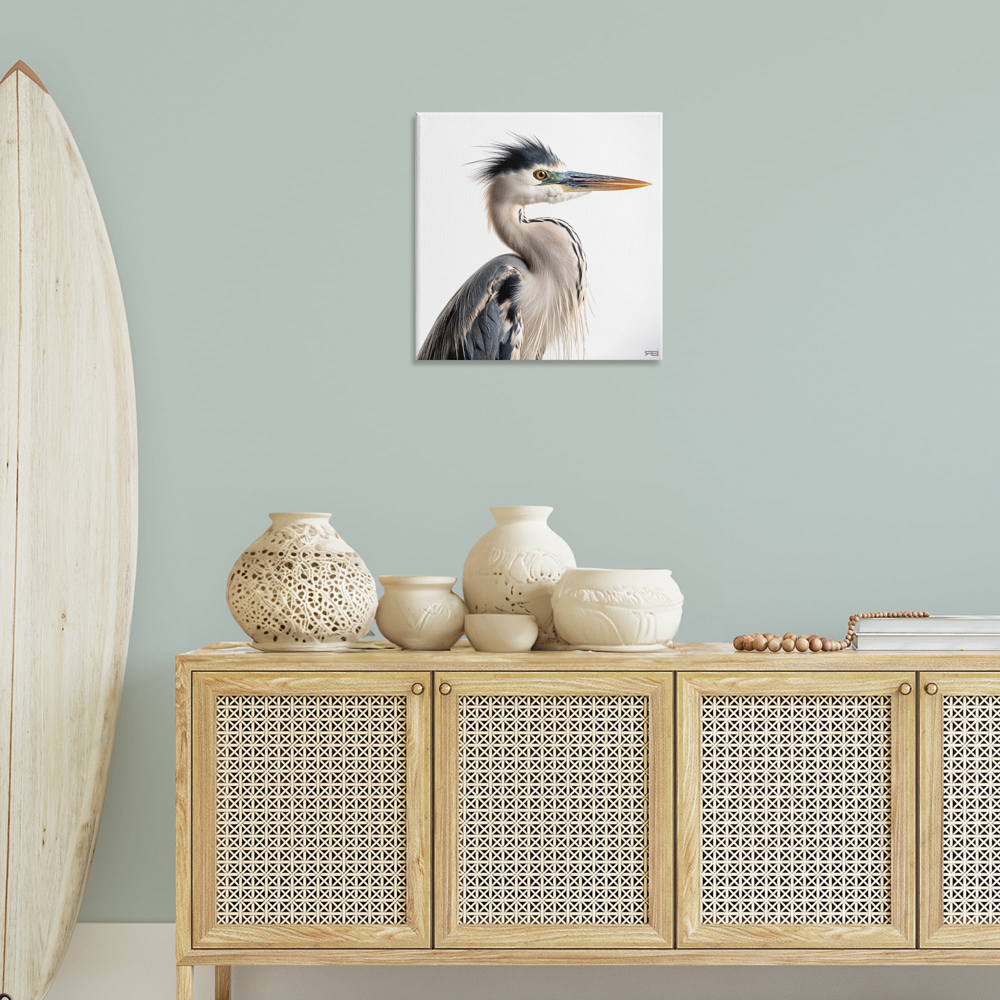 Stupell Industries Stoic Heron Looking Right Animals & Insects Painting Gallery Wrapped Canvas Art Print Wall Art, 24 x 24