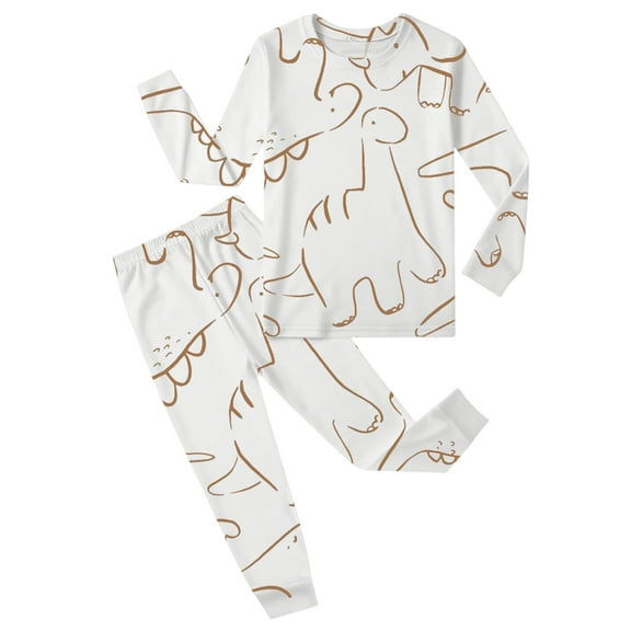 Gaexia Girls Fall Outfits Size 10-12 ,Dinosaur Pajama Set for Kids Long Sleeve Sleepwear Boys Girls Comfortable Jammies 2-9 Years Cute Dino Print Outfit