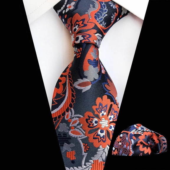 Men's Necktie Handkerchief High Grade Floral Paisley Tie Pocket Square Set