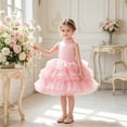 thumbnail image 2 of Bobifish Toddler Girls Dress Halter Satin Bow Multi-Layer Sleeveless Ruffle Cake Party Dress Birthday Wedding Kids Girls Dresss, 2 of 9
