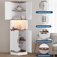 thumbnail image 3 of 64.6" Farmhouse Corner Cabinet with LED Light, Tall Bathroom Cabinet with 4 Barn Doors and 5 Tier Shelves, Freestanding Corner Bar Cabinet with USB Ports & Outlets for Living Room, Kitchen, Bar, 3 of 8