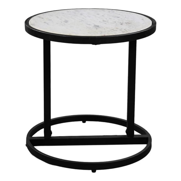 Beri 18 Inch Side End Table- Classic Slim Black Iron Frame
