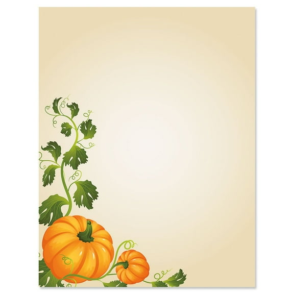 Pumpkin Vines Fall and Thanksgiving Letter Papers - Halloween computer Invitation papers are 8-1/2" x 11"