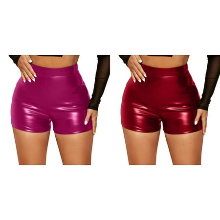(2-Pack) Kcodviy Women s Casual Drawstring Comfortable Corset Leather Tight 4X Womens Plus Size Leisure Outdoor Shorts