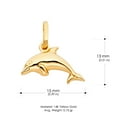 thumbnail image 3 of 14K Yellow Gold Jumping Dolphin Prosperity Charm Pendant with 1.2mm Figaro 3+1 Chain Necklace - 16", 3 of 4