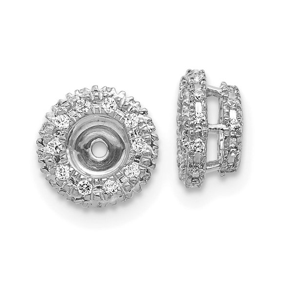 Real 14kt White Gold 1/5ct Diamond Earring Jackets; for Adults and Teens; for Women and Men