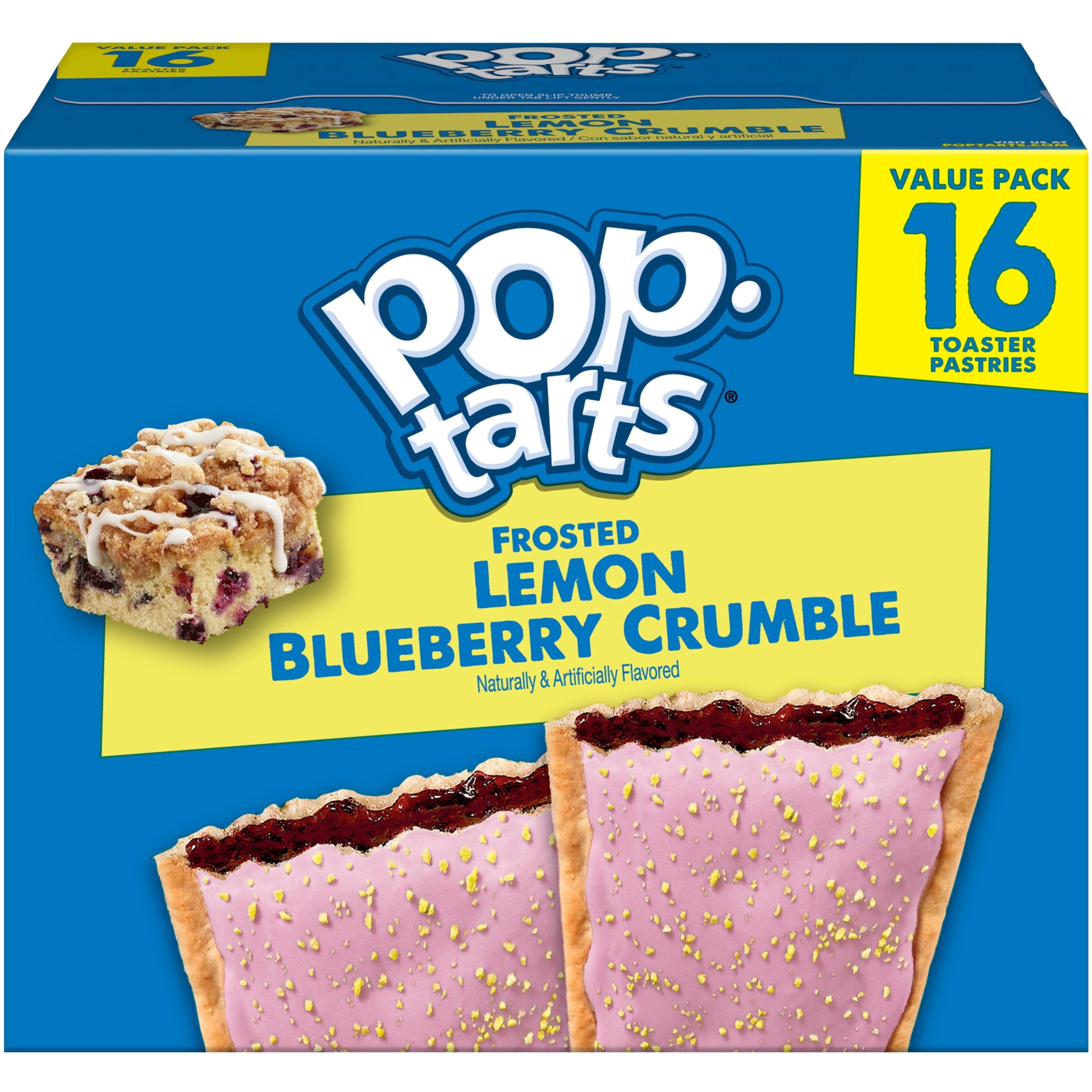 (8 pack) Pop-Tarts Frosted Lemon Blueberry Crumble Toaster Pastries, Breakfast Foods, Shelf-Stable, 27 oz (16 Count)
