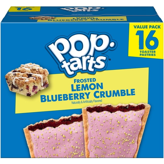Pop-Tarts Frosted Lemon Blueberry Crumble Toaster Pastries, Breakfast Foods, Shelf-Stable, 27 oz (16 Count)