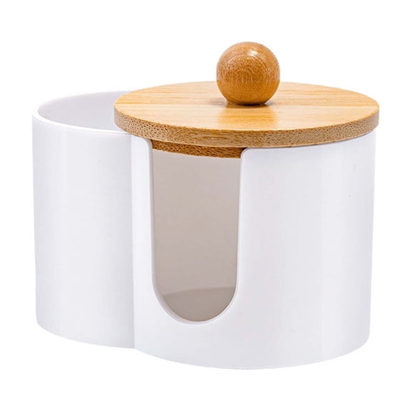 Wood and Storage Organizer for Makeup Remover Pads and Desktop Dispenser with Lid