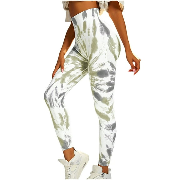 WREESH Womens Yoga Pants Camouflage Elastic Waist Yoga Pants Casual Slim Sports Fitness Pants Yoga Pants Green