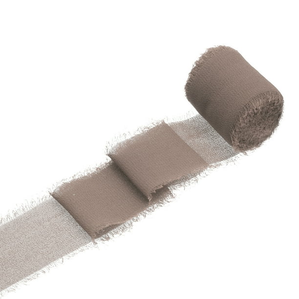 Uxcell 1 rollo de cinta de gasa, cinta de flecos hecha a mano de 1.5 pulgadas x 5 yardas para envolver ramos de flores, decoración de bodas, manualidades de bricolaje, marrón claro