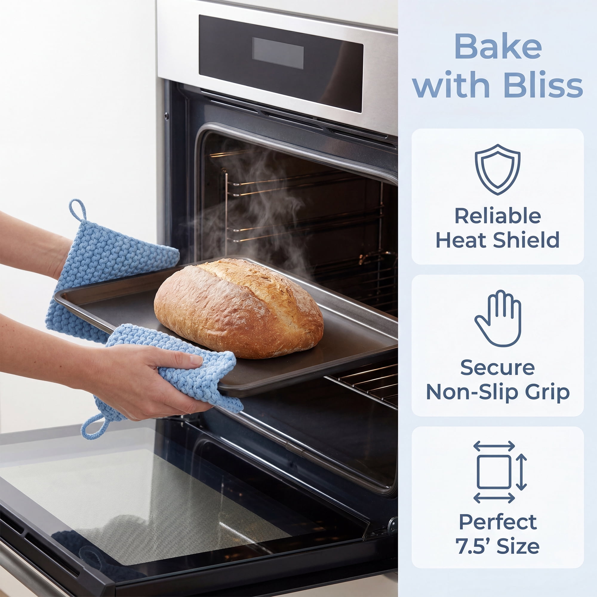 Unique Bargains Pot Holders Heat Resistant Non Slip Hot Pads Blue 7.5*7.5in
