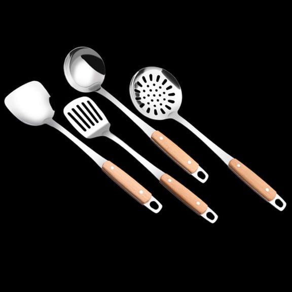 IFANLANDOR Stainless Steel Cooking Utensils Spatula with Wood Handle Perfect for Kitchen and Catering