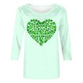 thumbnail image 4 of Meichang Hauts à Manches 3/4 pour Femmes T-Shirts de la Saint-Patrick Trèfle Chanceux T-Shirts Graphiques Col Rond Chanceux Irlandais Tops Printemps Liquidation, 4 of 5
