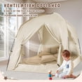 thumbnail image 2 of Bed Tents for Kids and Adult, Portable 100% Breathable and 85% Blackout Toddler Dream Play Tent, 3 Doors Big Privacy Space Sleeping Canopy for Floor or Twin Full Queen Sizes Bed (Khaki, Twin-Size), 2 of 8