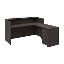 Arrive 72W x 72D L Reception Desk with Drawers in Storm Gray - Engineered Wood