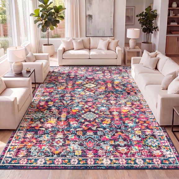 JONATHAN Y MODERN PERSIAN 8 x 10 Area Rug, Boho Floral - Multi/Purple, MDP200A-8